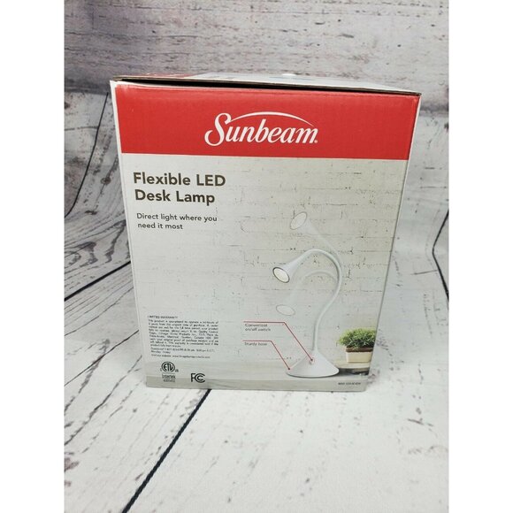 Sunbeam Flexible LED Desk Lamp In White With Silicone Neck - Picture 5 of 6